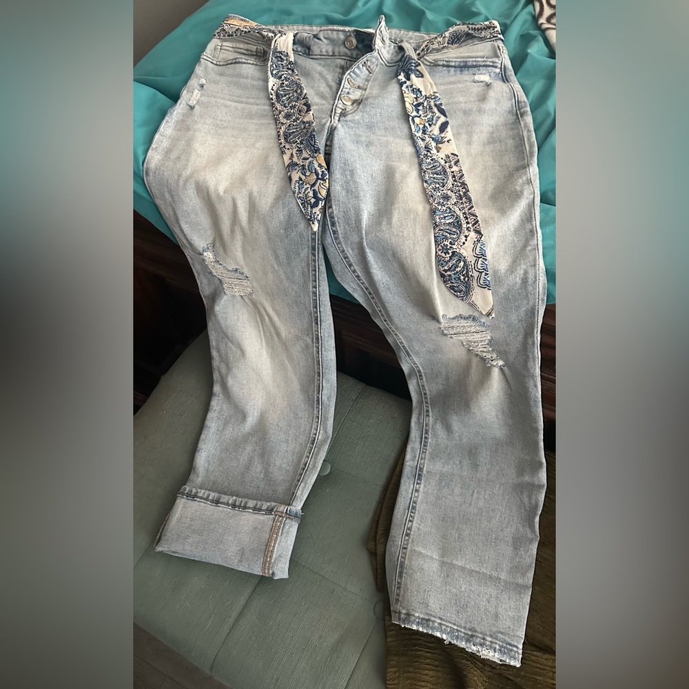 Maurices Light Blue Distressed Boyfriend Jeans